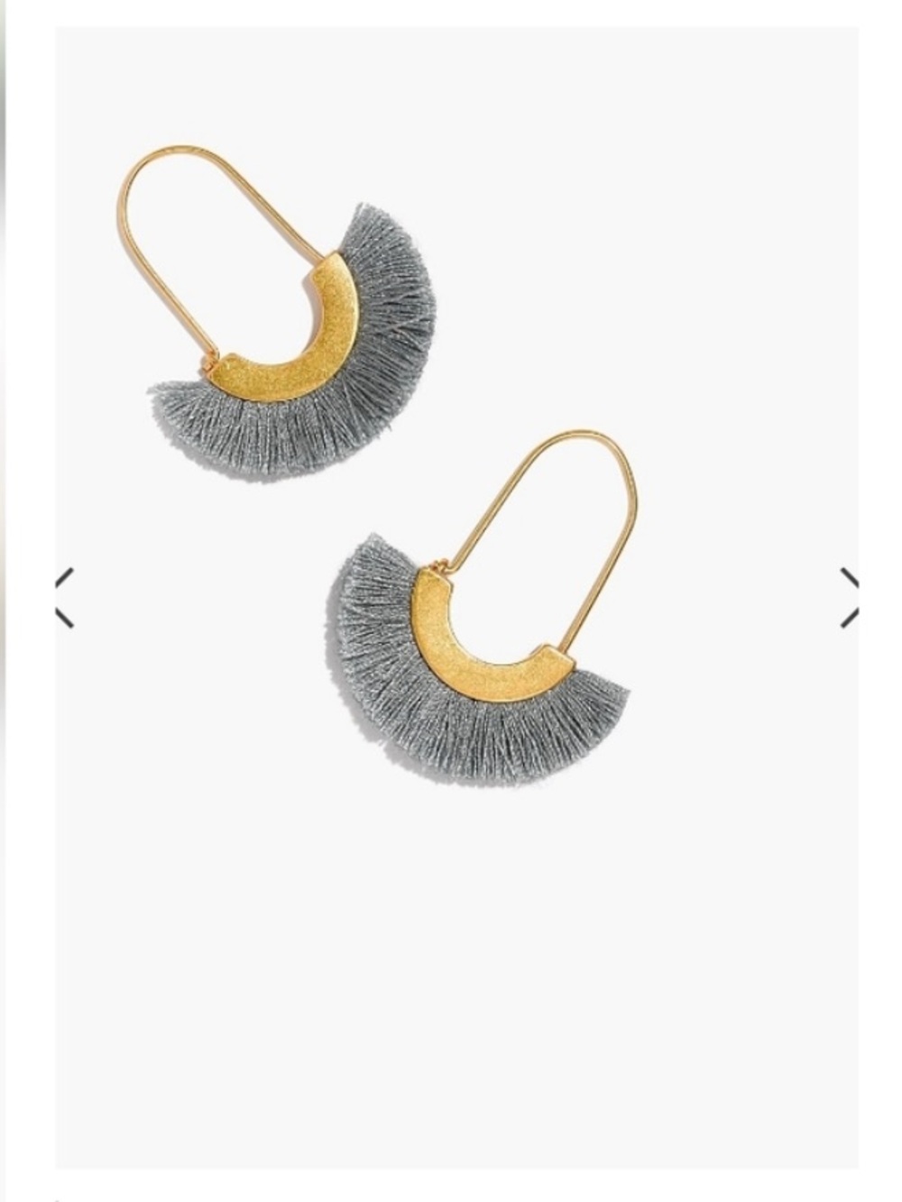 Madewell Gray Fringe Fan Drop Earrings with Gold Accents